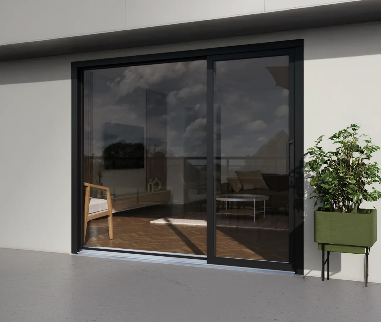 Porte patio Asymétrique Isothermic — extérieur style acier